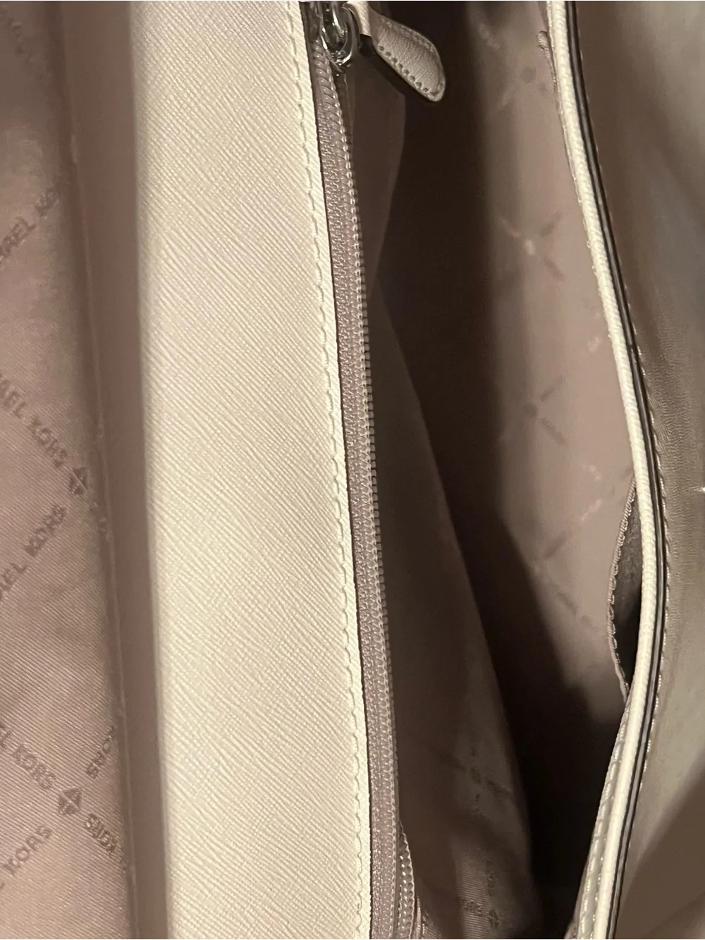 Michael Kors Talia MK Satchel Flap Bag White Saffiano Leather